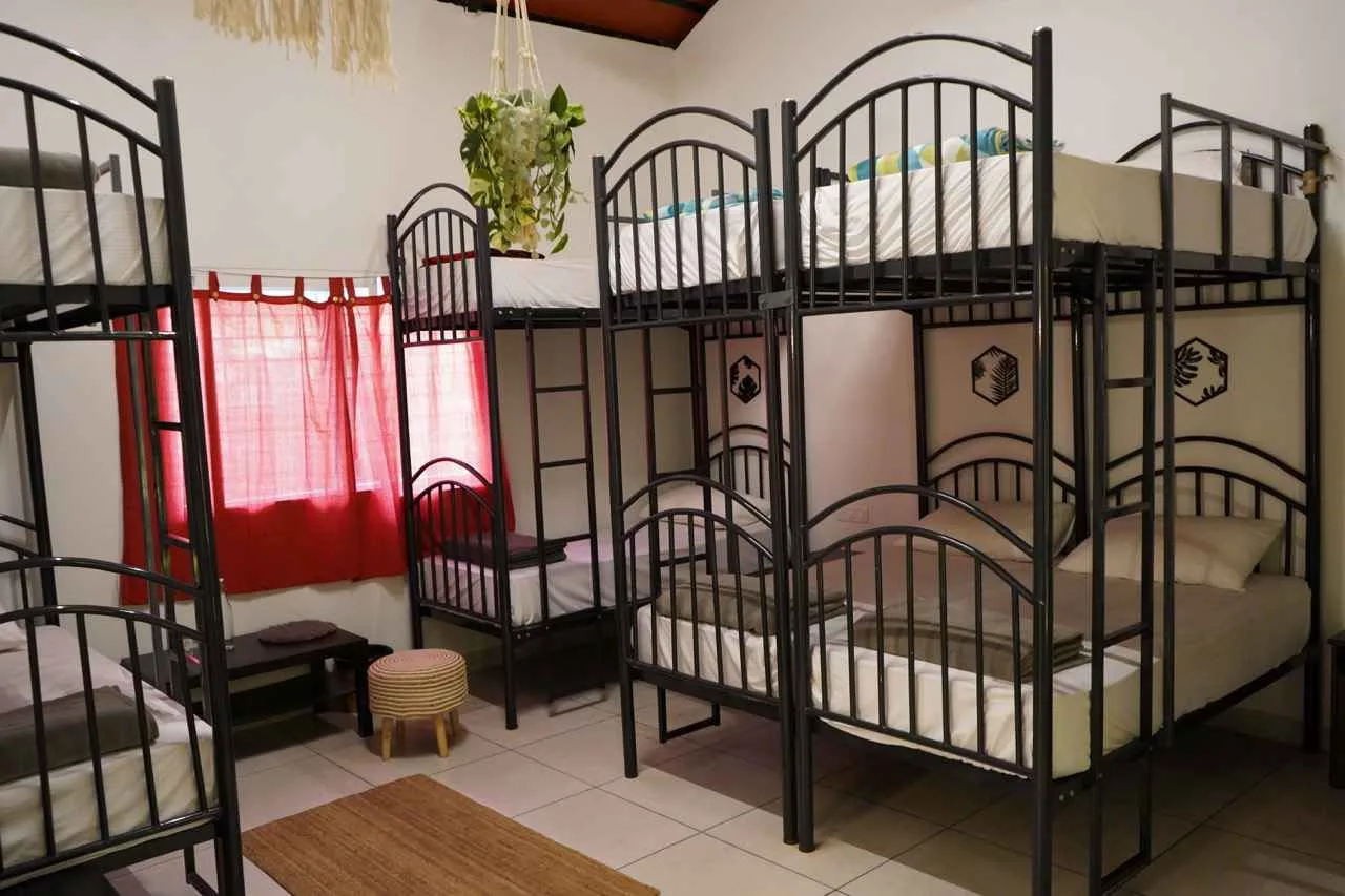 10-bed bunker dormitory room at Virama Farm Stay near Bangalore, ideal for friend groups