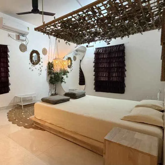 King-size room interior — Virama Farm Stay